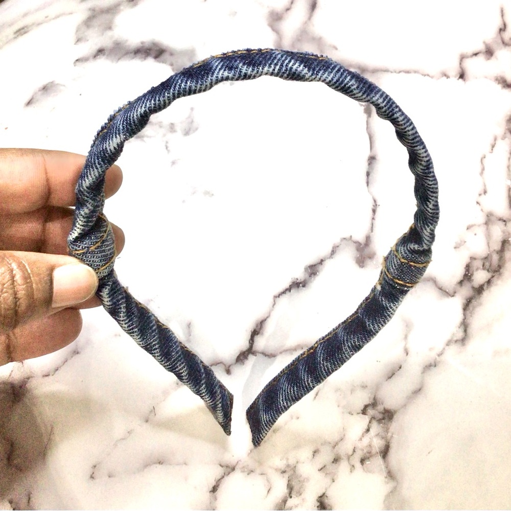 Denim wired headband, upcycled denim hair accessories